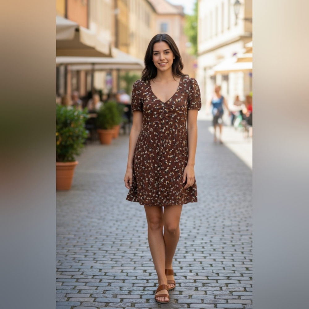 BP Brown Floral Mini Dress